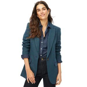 NWOT J. Crew Factory Relaxed One-Button Wool Plaid Blazer Style #CC684 Size 10